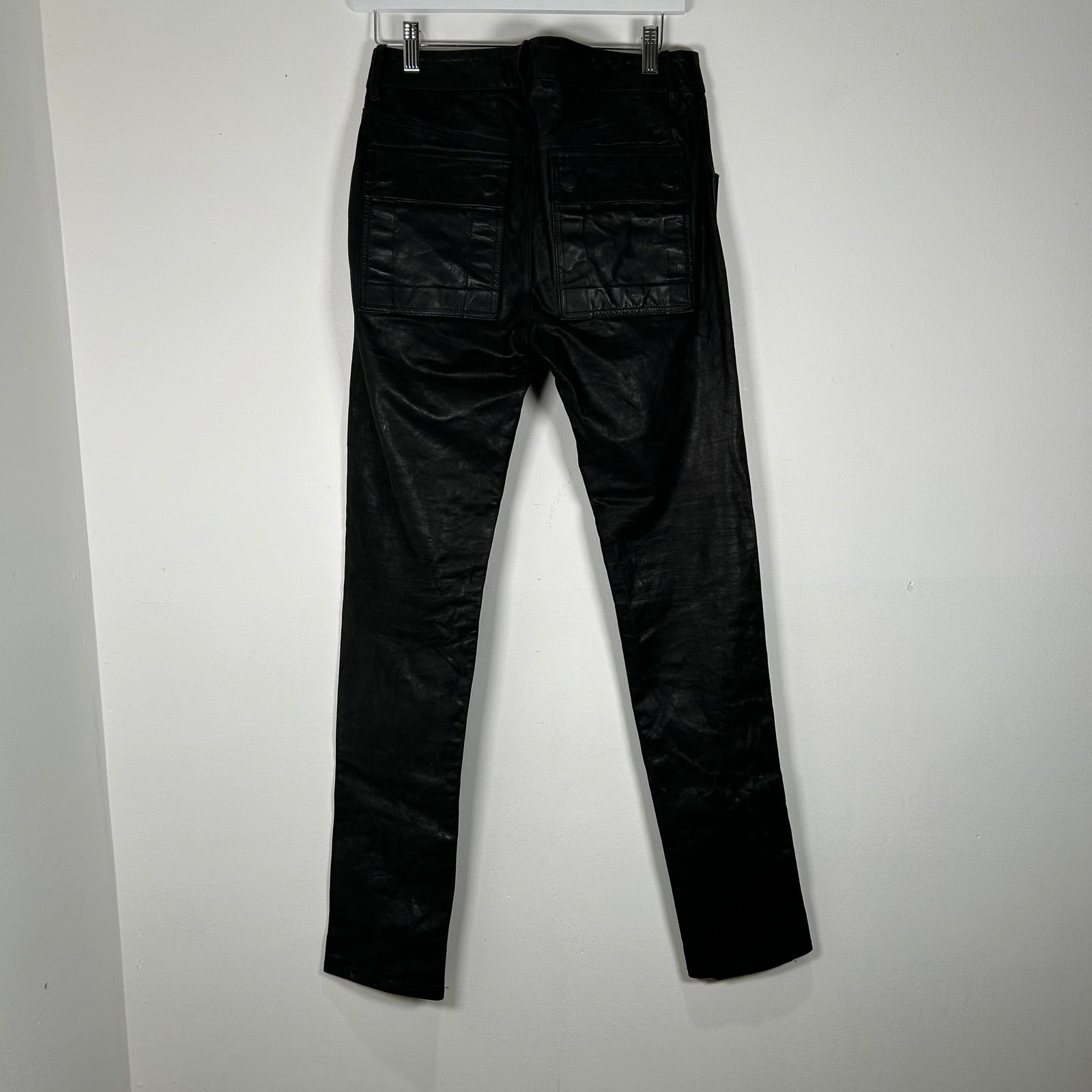 Rick Owens Black Calf Leather Tyrone F/W 22 Strobe Pants Size 46