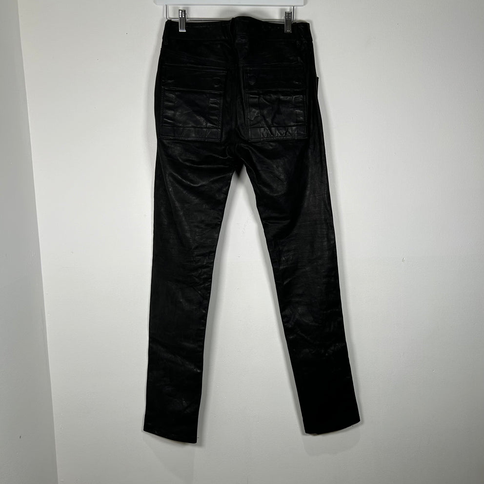 Rick Owens Black Calf Leather Tyrone F/W 22 Strobe Pants Size 46