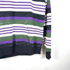 Supreme Striped Logo Pull-Over Hoodie