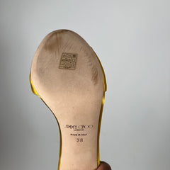 Jimmy Choo Yellow Stacey Crystal Embellished Sandals Size 38