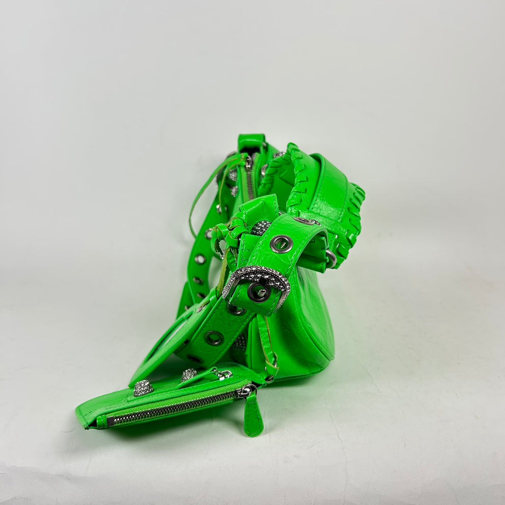 Balenciaga Lime Green Crystal Le Cagole Shoulder Bag