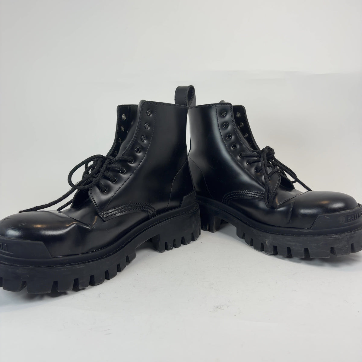 Balenciaga Black Leather Strike Boots