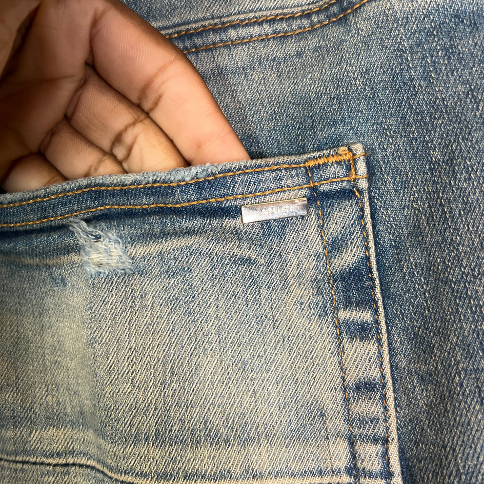 Amiri Clay Indigo Core Applique Logo Jeans