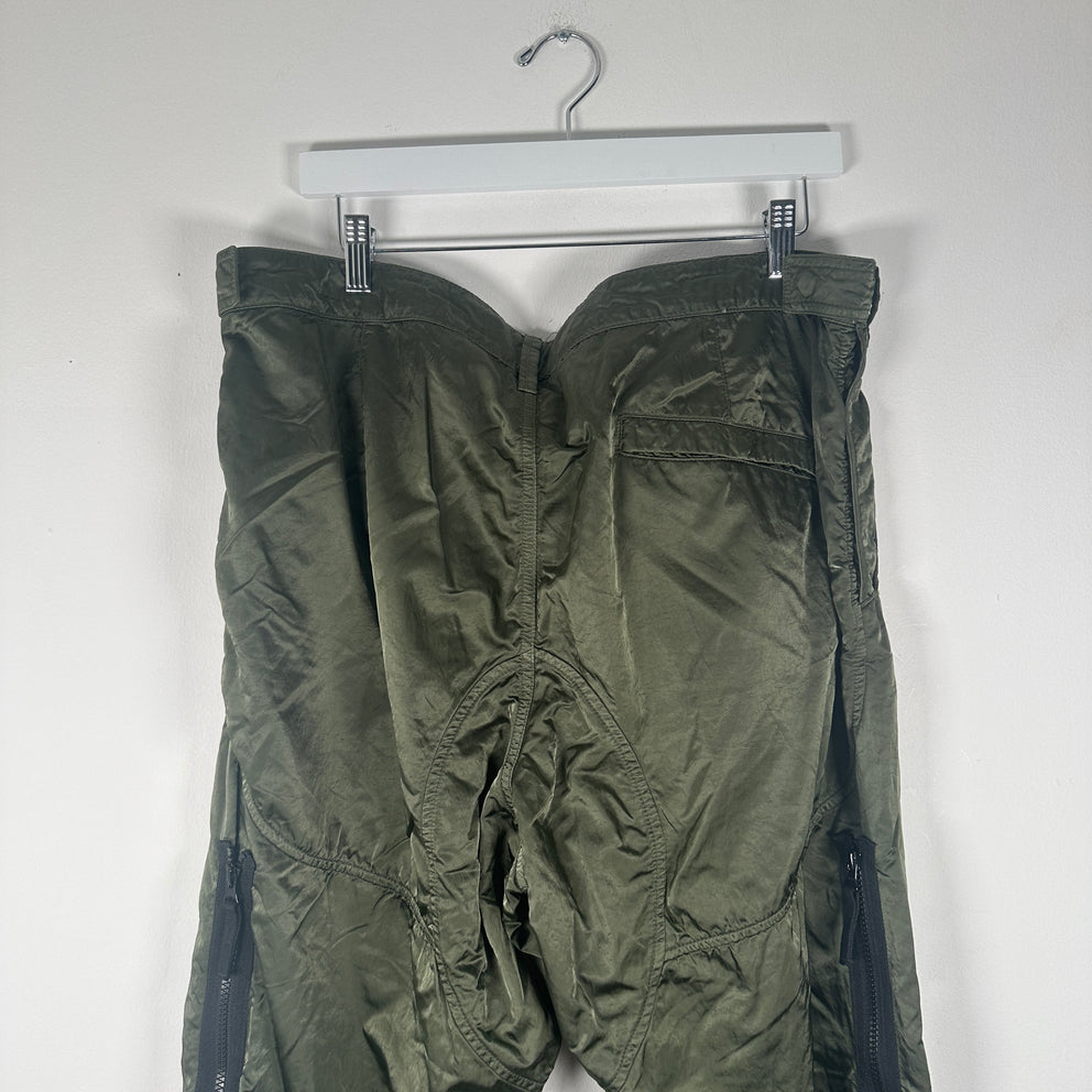 Stone Island Green Nylon Zipper Cargo Pants Size 36