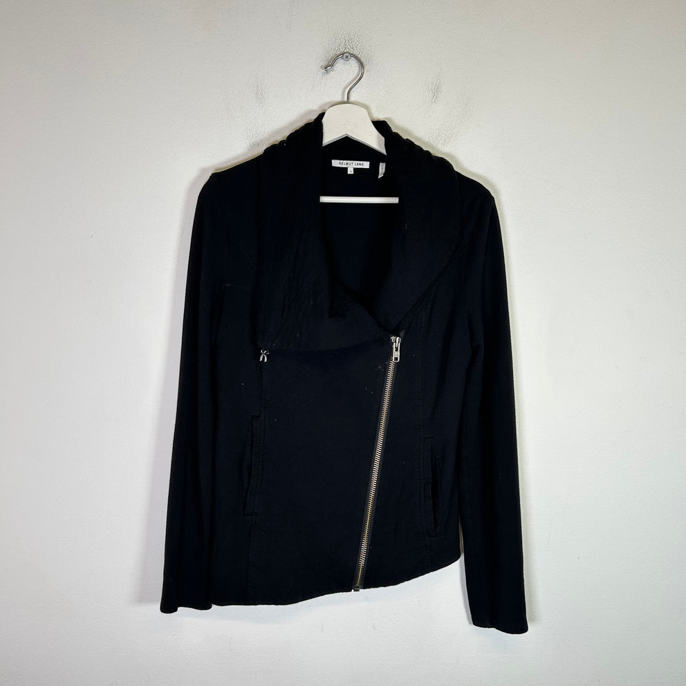 Helmut Lang Black Asymmetrical Zip-Up Hoodie Size S