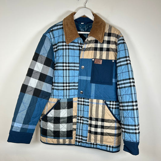 Burberry Blue Henham Patchwork Multi Plaid Jacket Size M