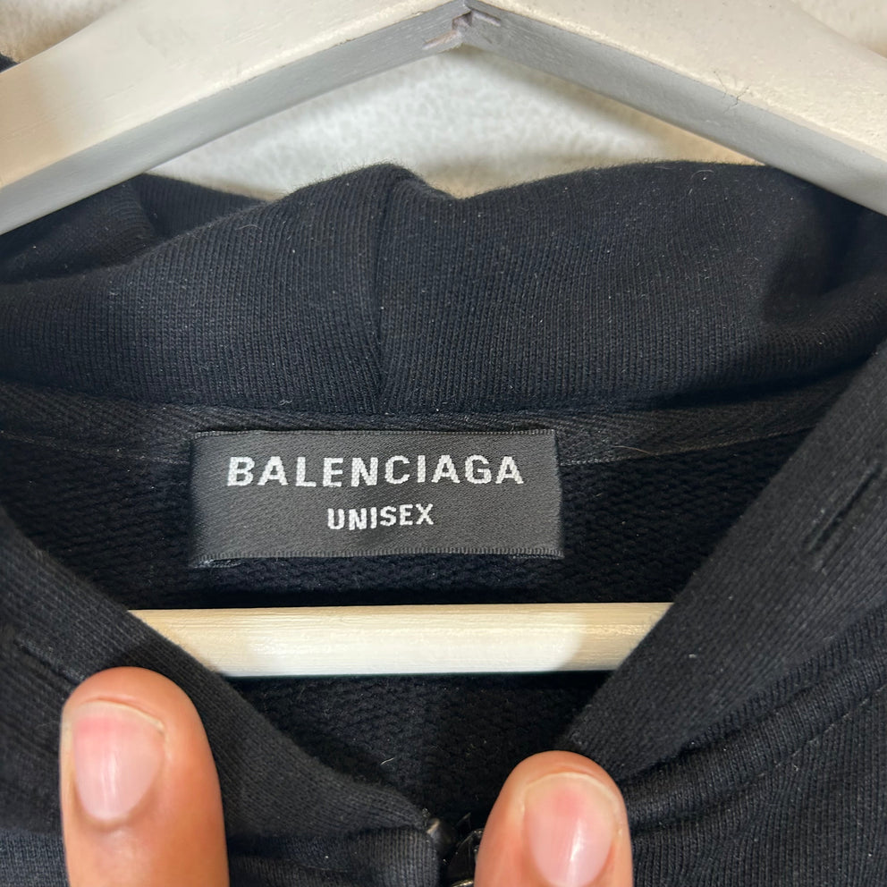Balenciaga Black Backflip Logo Zip-Up Hoodie Size 2