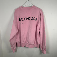 Balenciaga Pink 'Hand Drawn' Logo Sweatshirt Size S