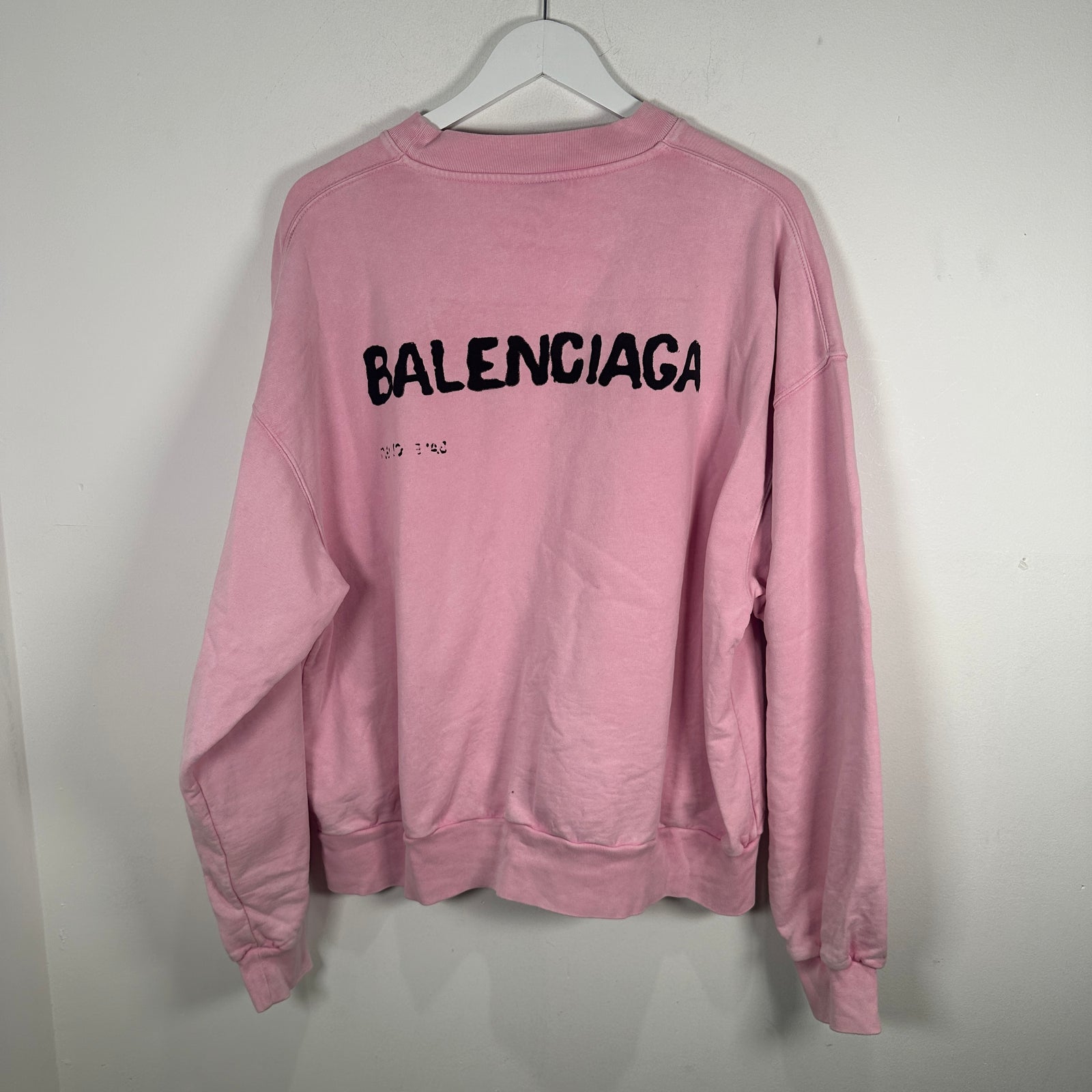 Balenciaga Pink 'Hand Drawn' Logo Sweatshirt Size S