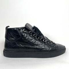 Balenciaga Black Leather Arena High Tops Size 43