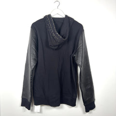 Robert Cavalli Studded Leather Sleeve Zip-Up Hoodie