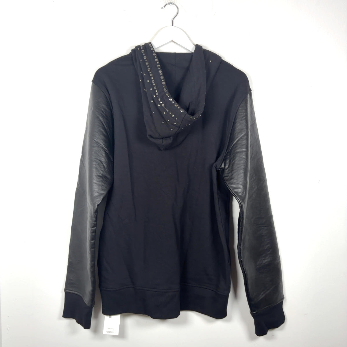 Robert Cavalli Studded Leather Sleeve Zip-Up Hoodie