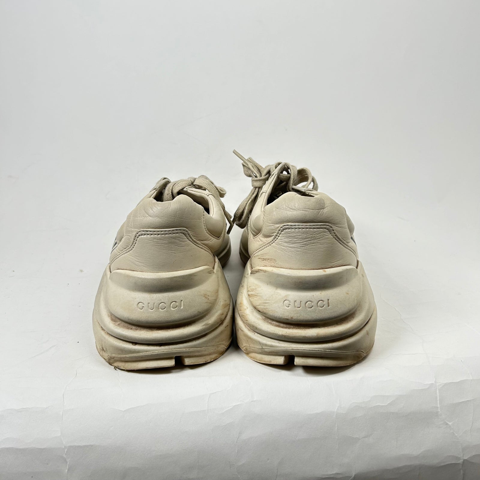 Gucci White "Think/Thank" Rython Sneakers Size 9