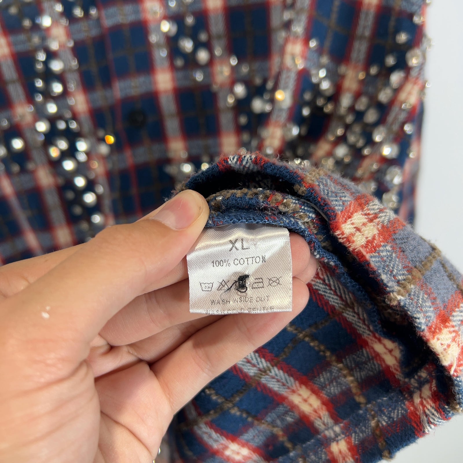 Vale Crystalized Button-Up Flannel Shirt