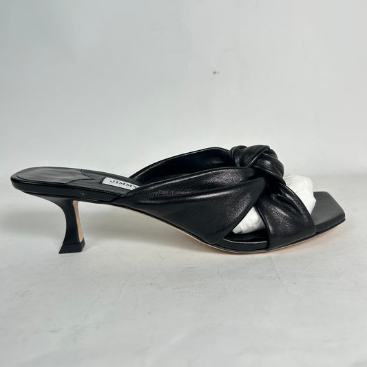 Jimmy Choo Black 85 Avenue Leather Sandal Size 38.5