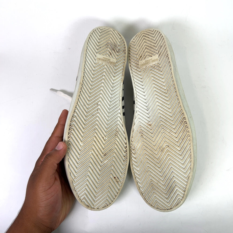 Saint Laurent Paris Bedford Zebra Distressed Sneakers