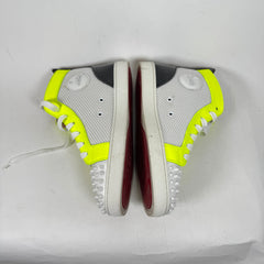Christian Louboutin White/Lime Yellow Studded High Top Sneaker Size 41