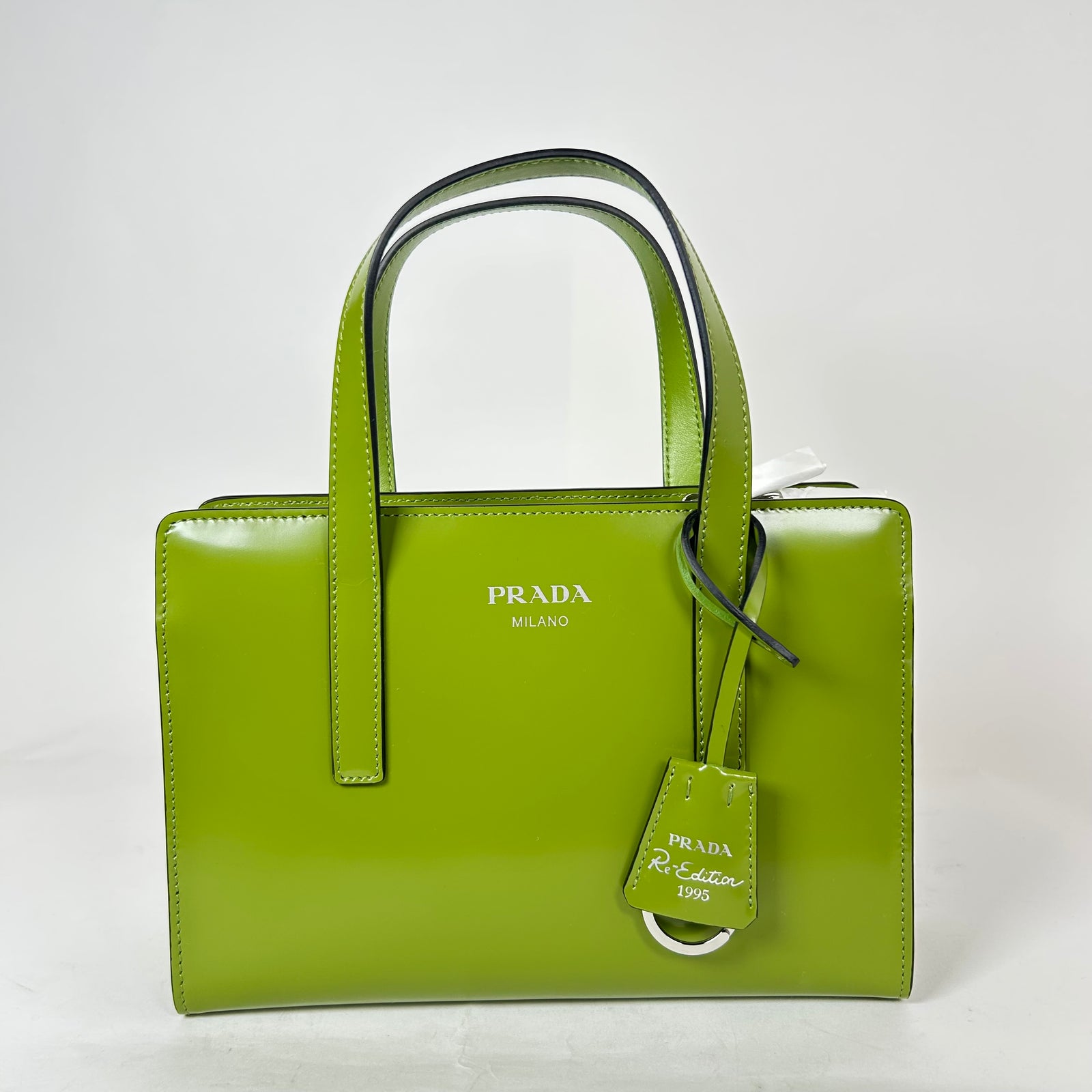 Prada Olive Green Mini Re-Edition 1995 Leather Handbag