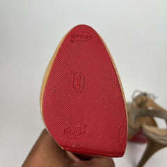 Christian Louboutin Beige Lasagi 140 Suede Slingback Pumps Size 39