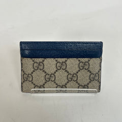 Gucci Blue/Beige GG Supreme Card Holder