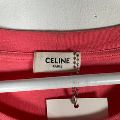Celine Pink/White Logo T-Shirt Size S