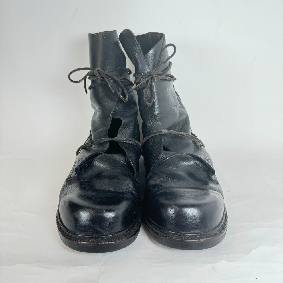 Dirk Bikkemburgs Black Leather Lace Through Heel Boots Size 44