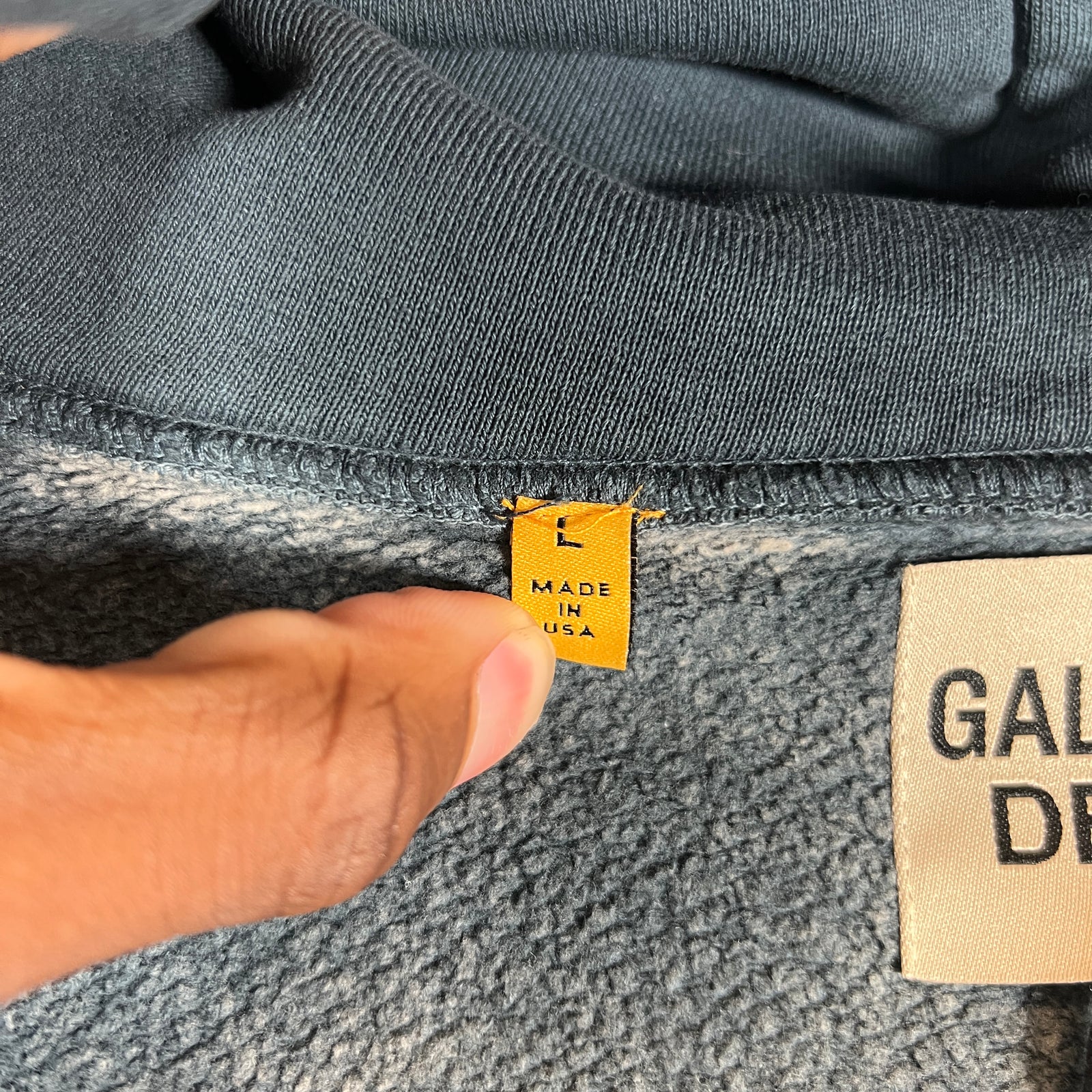 Gallery Dept Navy Reversible Logo Hoodie Size L