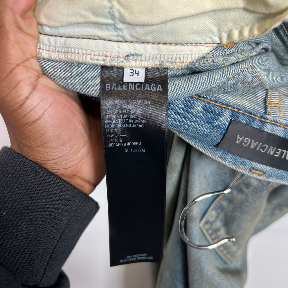Balenciaga FW22 Lightwash Waxed Super Fitted Jeans
