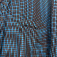 Balenciaga Navy Plaid Padded Button-Up Jacket Size XXL