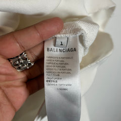 Balenciaga White Faded Surfer Logo Distressed Hoodie Size 1