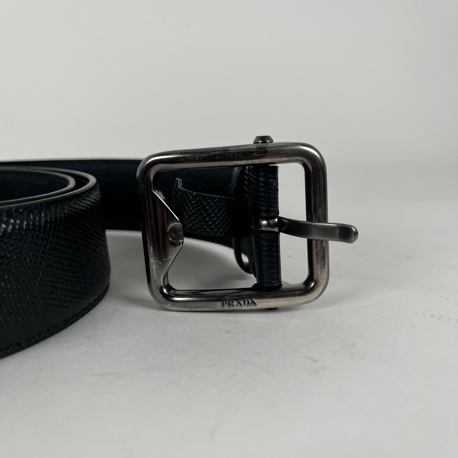 Prada Black Leather Belt Size 34