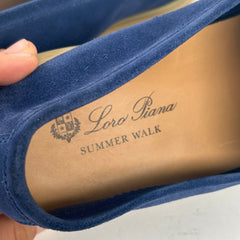 Loro Piana Blue Summer Walk Suede Loafers Size 46