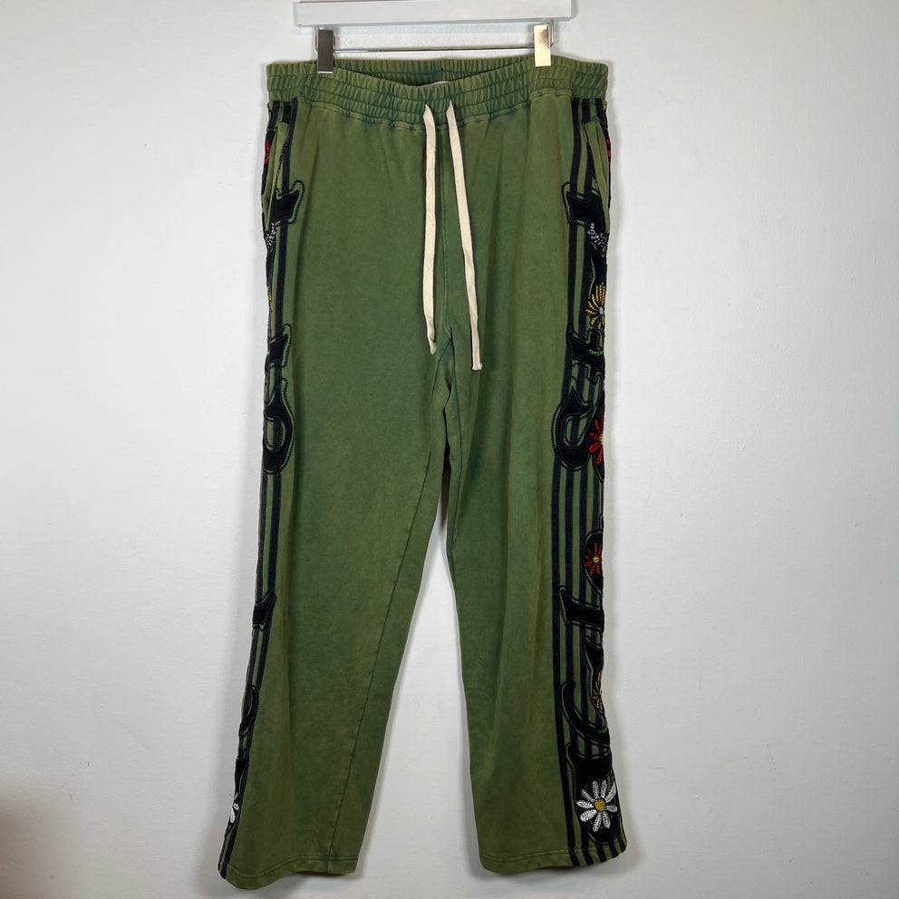 Vale Lives Green Floral Sweatpants Size L