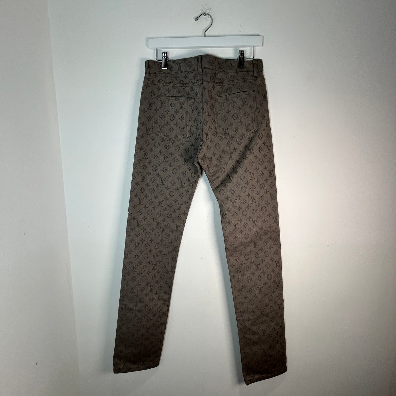 Louis Vuitton Grey Monogram Logo Slim Jeans Size 29