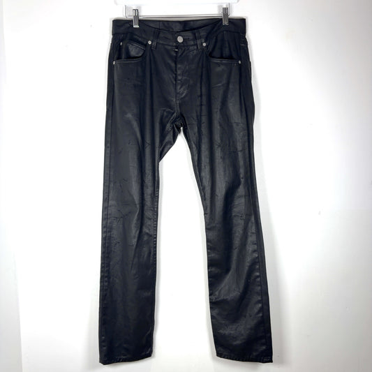 Helmut Lang FW10 Black Waxed Scratched Skinny Jeans