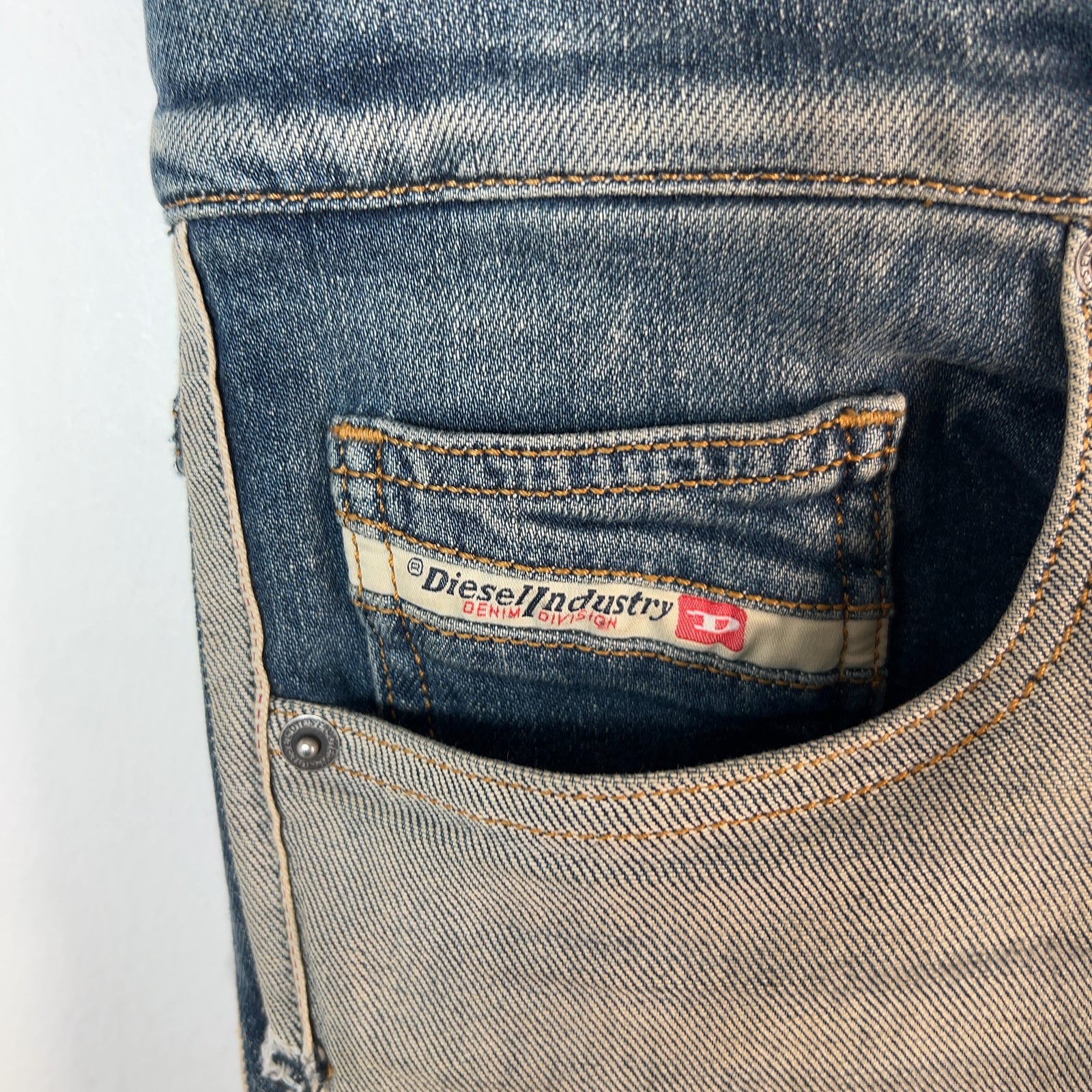Diesel Inside-Out Double-Waisted Denim Jeans