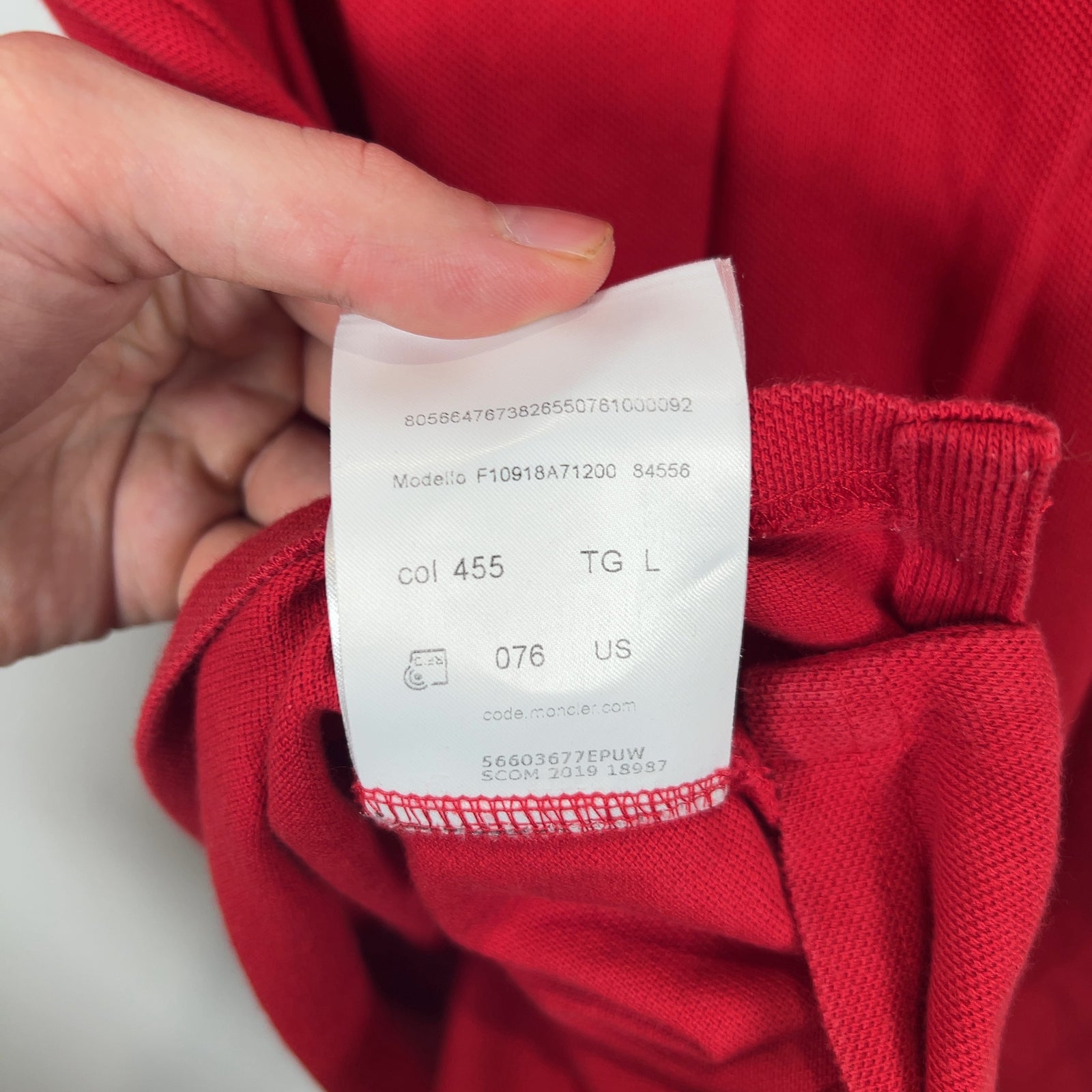 Moncler Bar Logo Red Polo