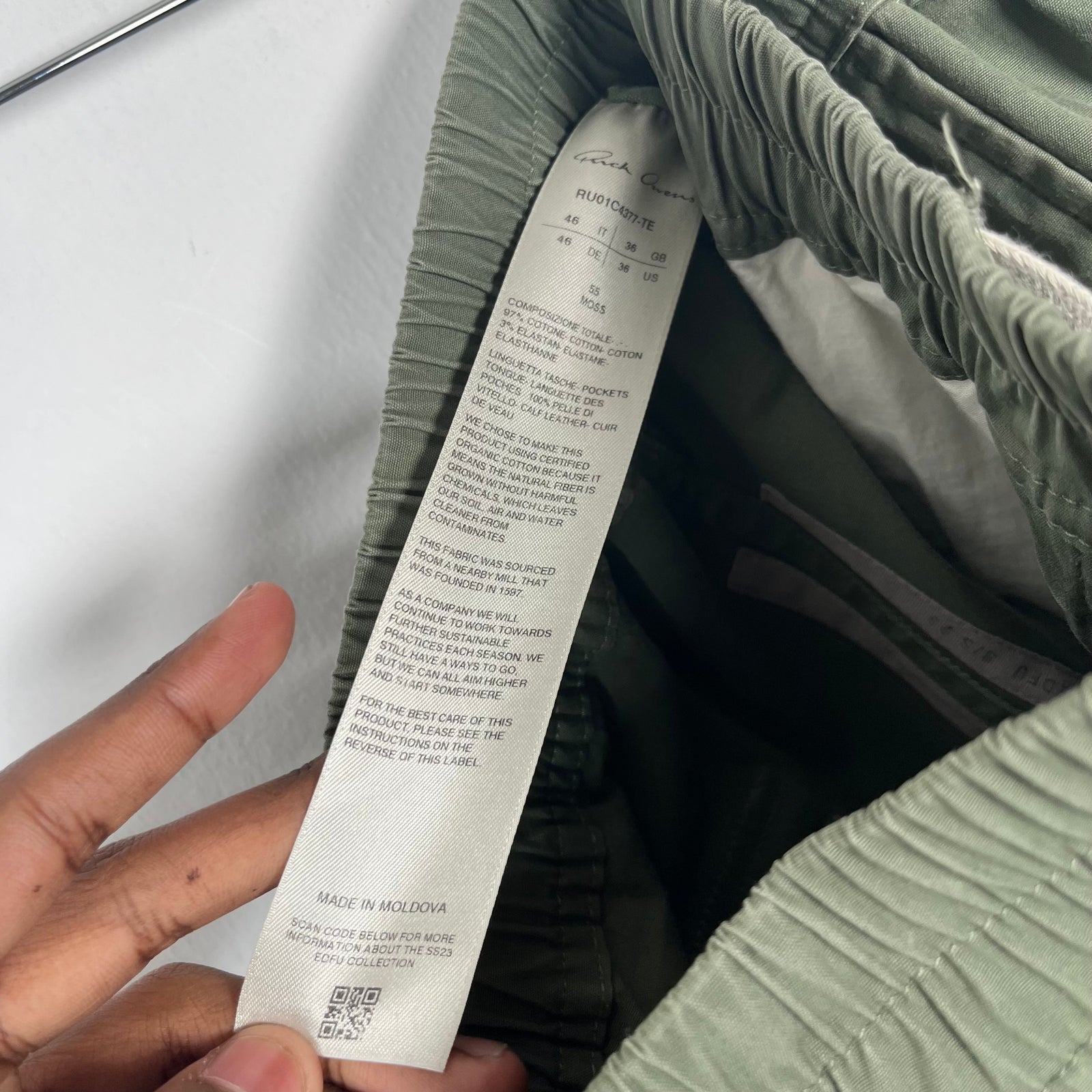 Rick Owens Green Bauhaus Cargo Pants Size S