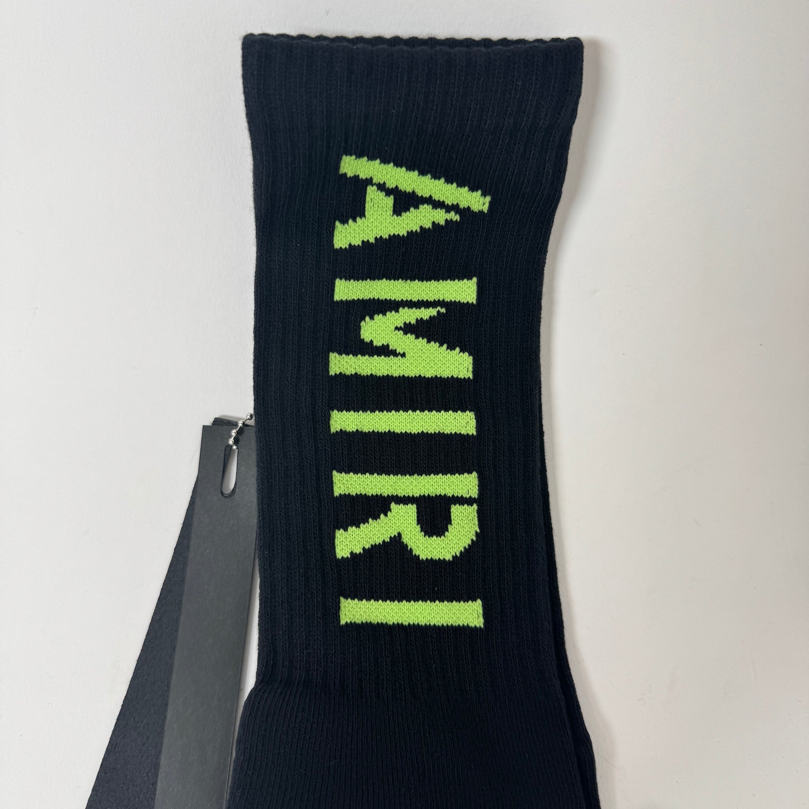 Amiri Black/Lime Green Stencil Socks Size 45-46