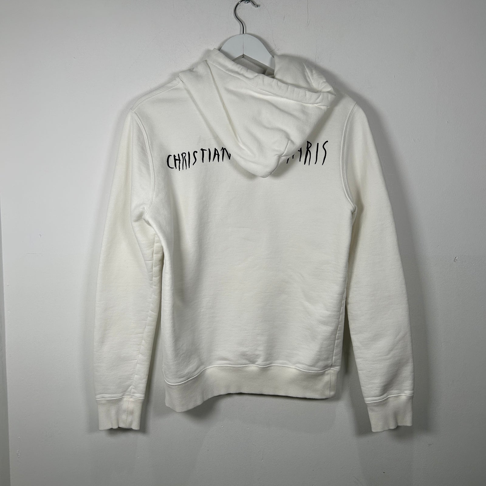 Dior White Embroidered Hoodie Size S