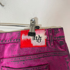 Dior x ERL Fuschia Velvet Flocked Denim Shorts