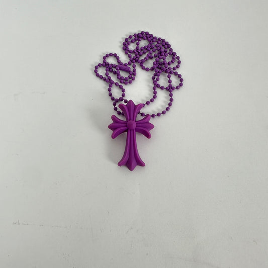 Chrome Hearts Purple Silicone Cross Necklace