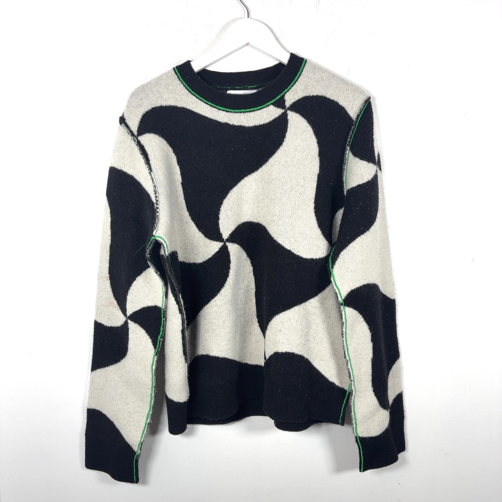 Bottega Veneta Wool Knit Contrast Stitching Sweater