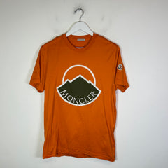 Moncler Orange/Olive Mountain Peak Logo T-Shirt Size M