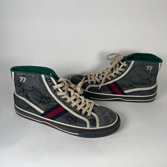 Gucci Grey Canvas 1977 Tennis High Top Sneaker Size 9