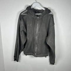 Thug Club Cropped Mesh Panel Zip Up Hoodie Size M