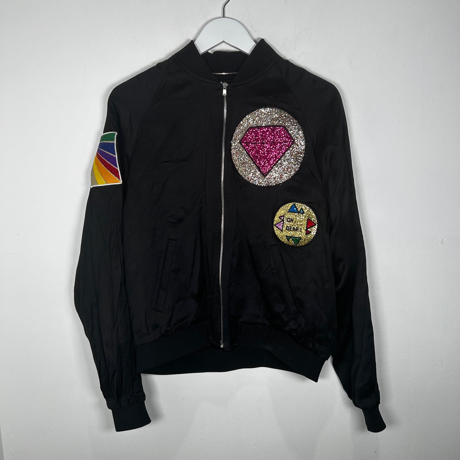 Saint Laurent Black Glitter Patch Jacket Size L