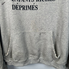 Enfant Riches Deprimes Grey Distressed Logo Hoodie Size XL