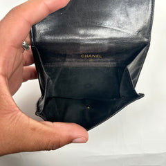 Chanel Black Lambskin Leather Mini Bi-Fold Wallet