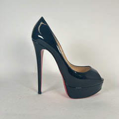 Christian Louboutin Lady Peep 150 Black Platform Heels Size 37